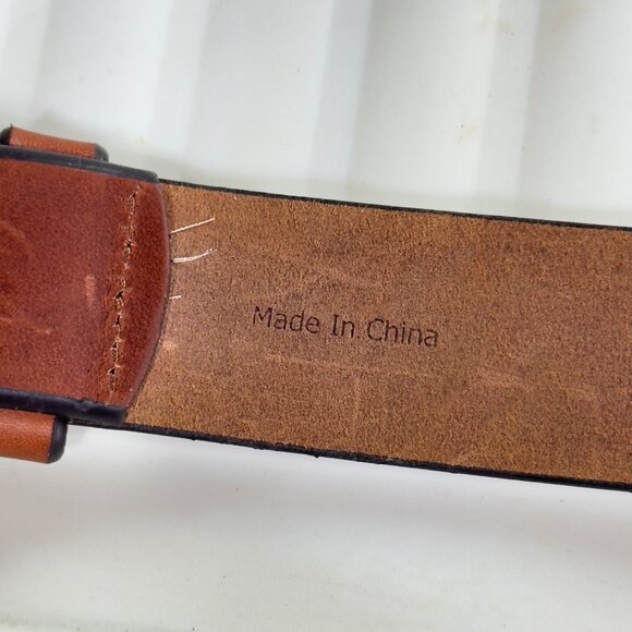 JOHNSTON & MURPHY Mens Brown Leather Belt With Silver Buckle Size 34" - Picture 6 of 10